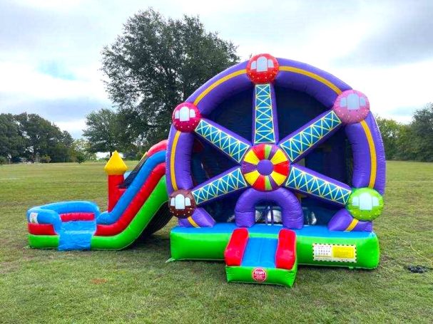 Ferris Wheel Bouncer and Slide, Ferris Wheel Inflatable with Slide, Circus Ferris Wheel Bounce and Slide, State Fair Inflatable Ferris Wheel